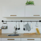 180cm Bedroom Garment Home Rail Multipurpose Wall Mounted Industrial Pipe Clothes Rack Space Saving Hanging Shelf with 3 Hooks