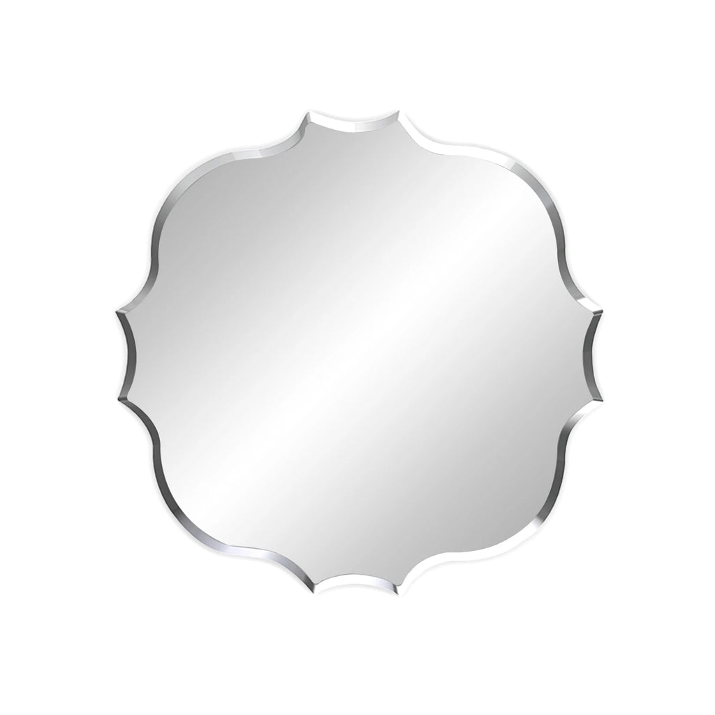 Wisfor Scalloped Edge Beveled Frameless Bathroom Wall Mirror for Living room, Bedroom, Entrance
