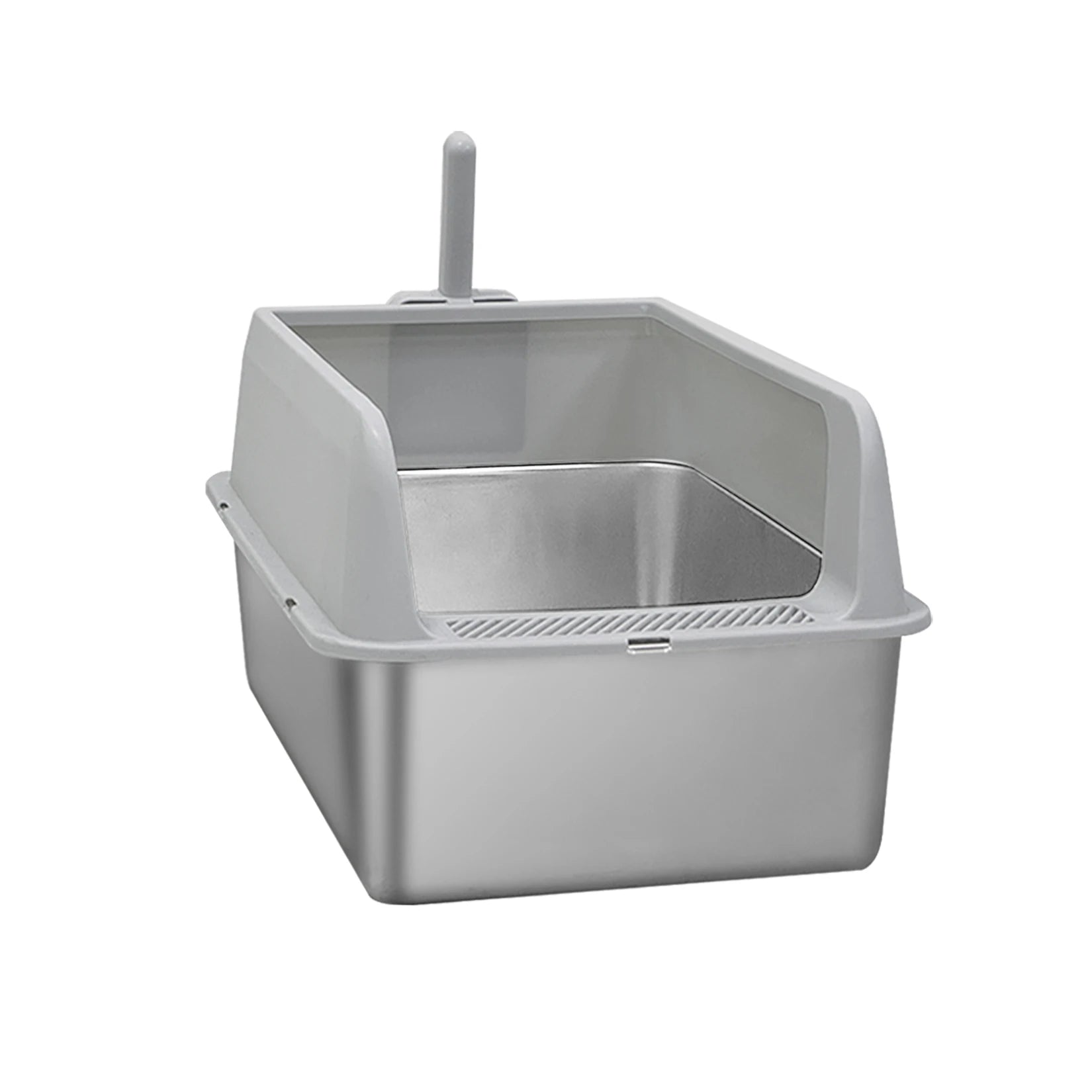 Bingopaw Stainless Steel Litter Box with Lid, High Sides Metal Litter Box System for for Big Cats, Anti-Leakage, Easy Cleaning