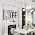 48" x 24" Crush Diamond Wall Mirror Large Decorative Glam Silver Vanity with Beveled Glass Sparkly Crystal Frame Edge