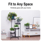 3/4 Tier Metal Plant Stand Indoor Black Tall Flower Pot Holder Display Rack Foldable for Patio Garden Living Room Corner Balcony