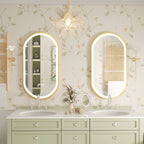 Large LED Oval Bathroom Mirror with Stepless Dimmable Lighted Vanity Mirror for Wall Mounted Vanity with Frame Anti-Fog Memory