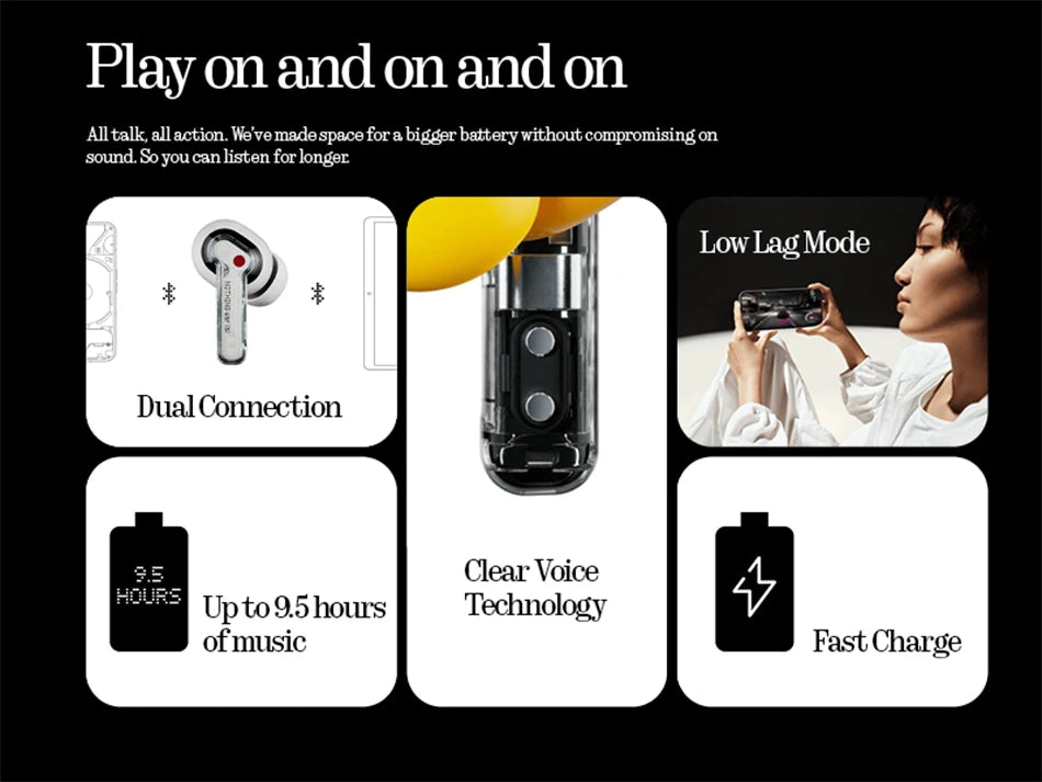 Global Version Nothing Ear (a) Bluetooth Earphone  45dB Active Noise Cancelling ANC Dynamic 42.5 hours listening Fashion Design