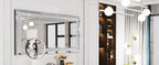 48" x 24" Crush Diamond Wall Mirror Large Decorative Glam Silver Vanity with Beveled Glass Sparkly Crystal Frame Edge