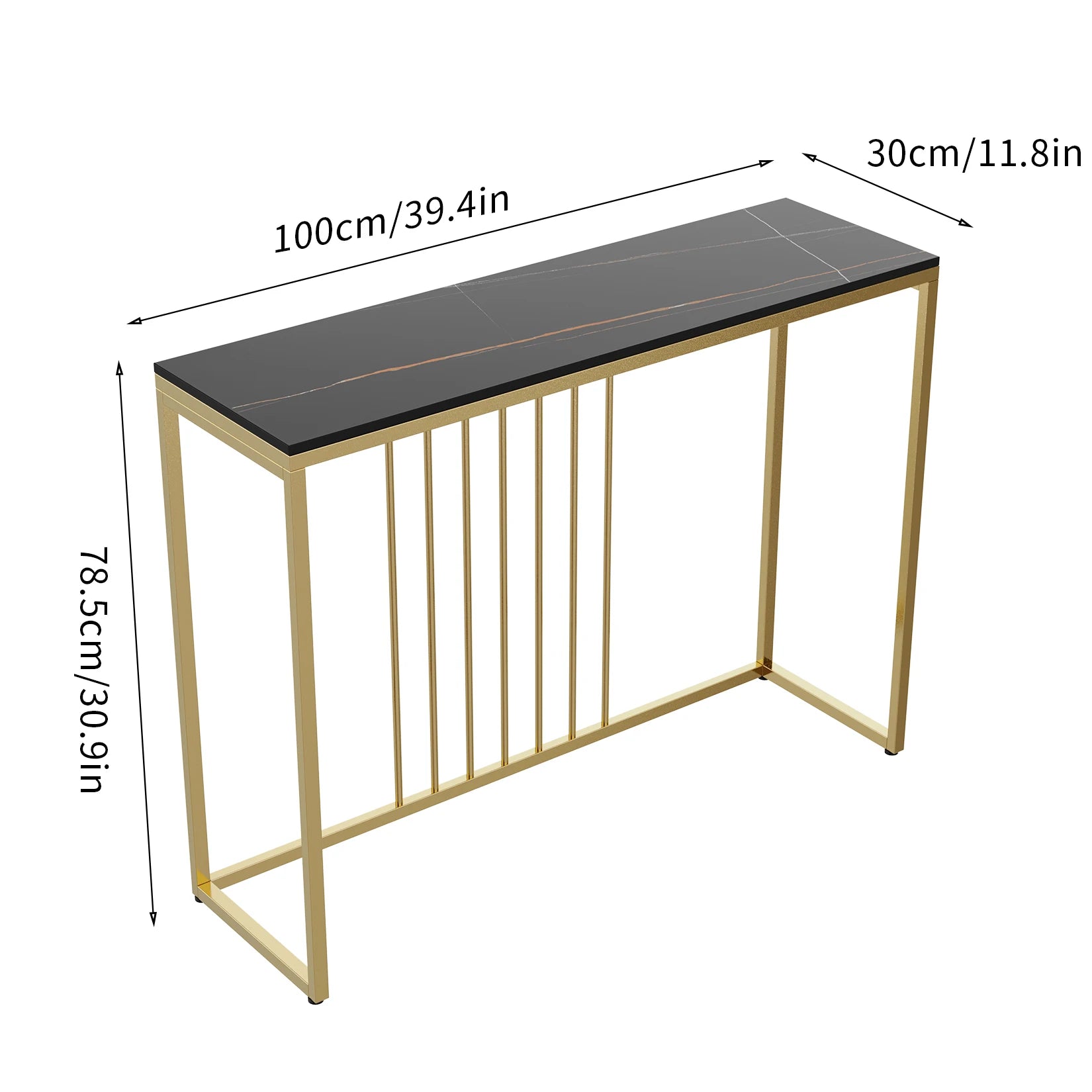 Modern Accent Console Marble Table Gold Metal Frame Storage Display Shelf Narrow Table for Hallway Entryway Living Room Entrance