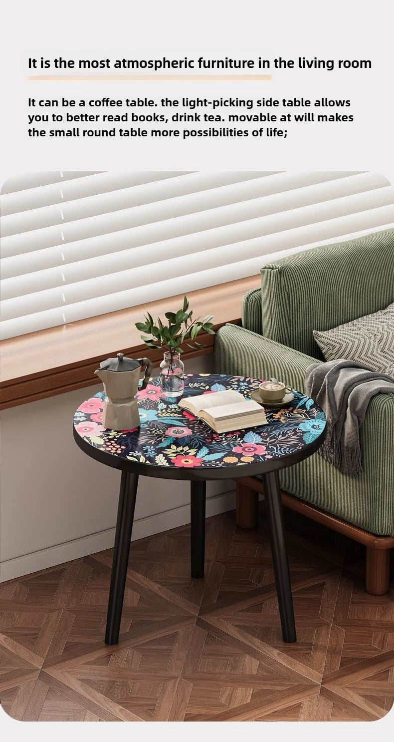Mandala Coffee Table Removable Mini Desk Wooden Coffee Side Table Living Room Furniture Sofa Bedside Round Table Bedroom Home