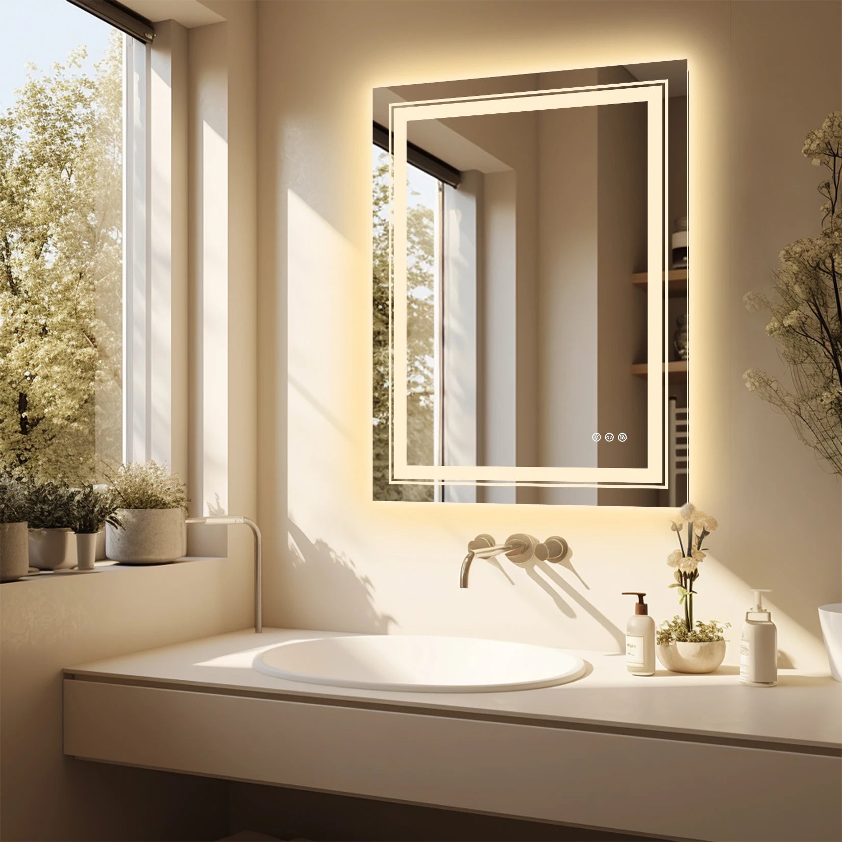 20x28 Inch Led  Rectangle Mirror for Bathroom with Front Light and Backlit Anti Fog Function Wall Backlit Decor Vanity Mirrors