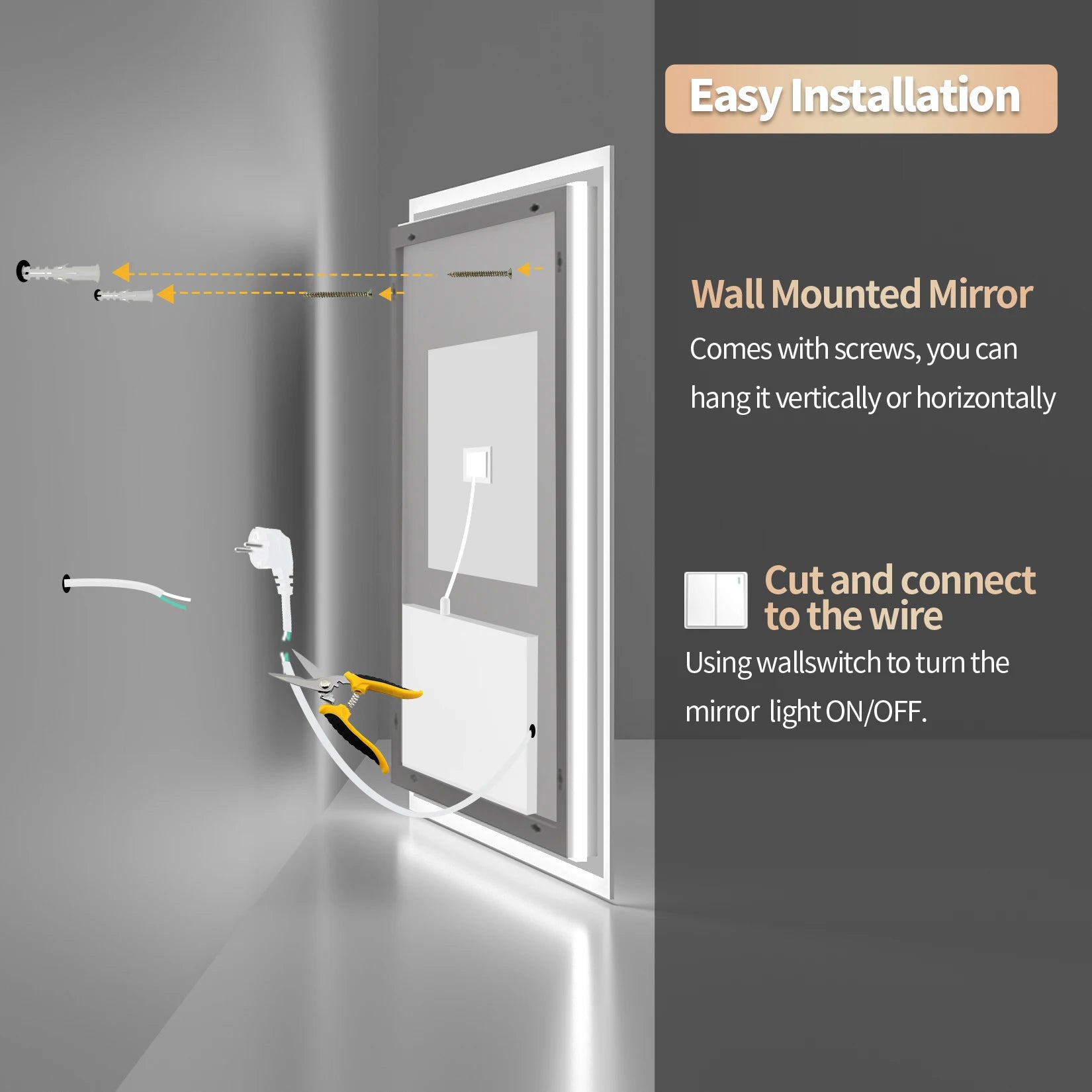 32 X 32 Inch LED Lighted Bathroom Mirror for Bathroom Wall Mounted Lighted Vanity Mirror Dimmable White Anti-Fog Vanity