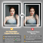 20x28 Inch Led  Rectangle Mirror for Bathroom with Front Light and Backlit Anti Fog Function Wall Backlit Decor Vanity Mirrors