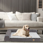Bolster Dog Bed for Extra Large Dogs, Memory Foam Orthopedic L-Shape Dog beds with Removable Washable Cover Cozy Plush Dog Sofa