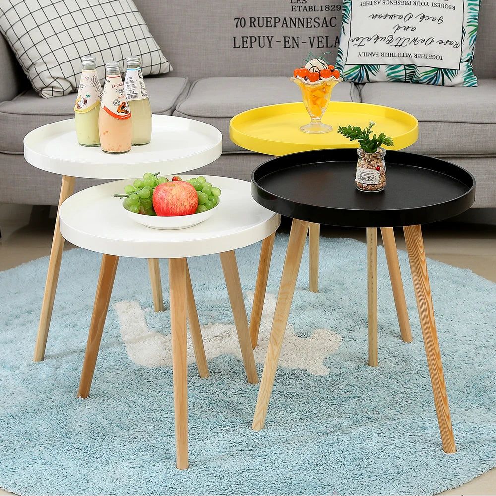 Mumucc Yellow Coffee Table,Bedside Desk,White Nordic Modern Minimalist