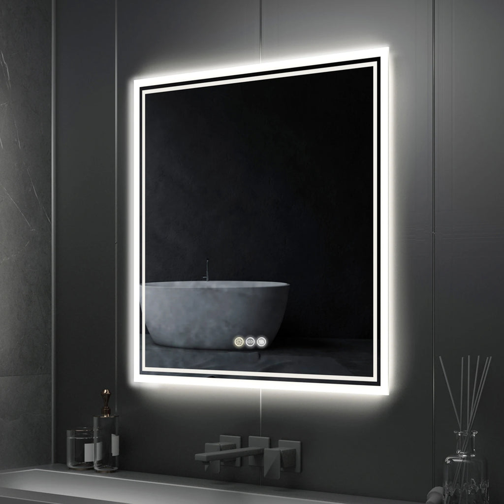 32 X 32 Inch LED Lighted Bathroom Mirror for Bathroom Wall Mounted Lighted Vanity Mirror Dimmable White Anti-Fog Vanity