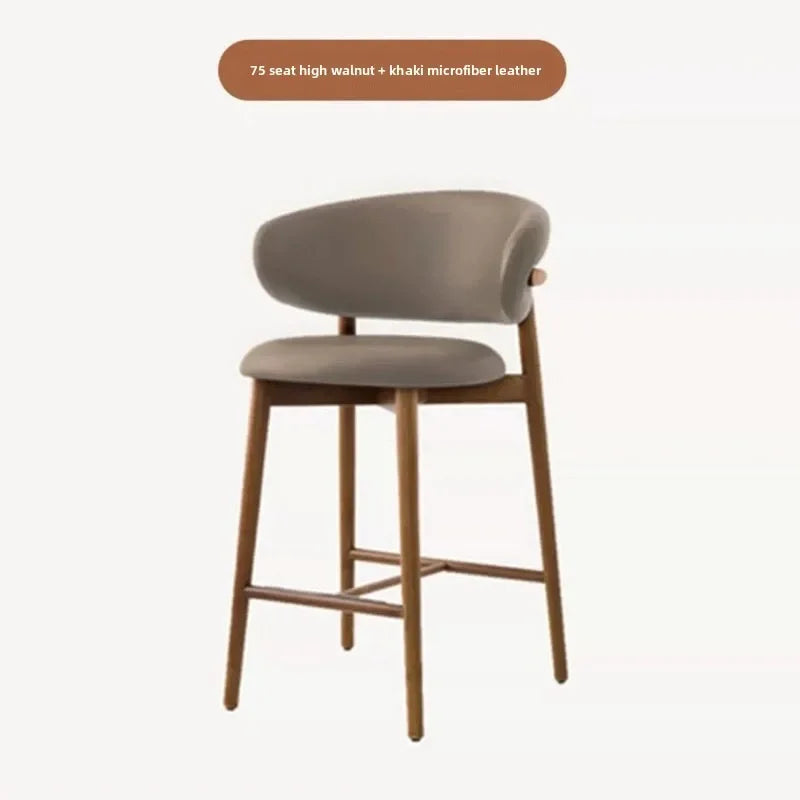 Modern Solid Wood Chairs Light Luxury Nordic Island Table Bar High Foot Designer Simple Home Comfortable Back Leisure Bar Chairs