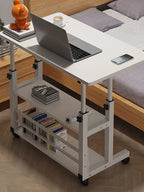 Small Office Desk Adjustable Height Side Mobile Stand Up Desk with Wheels  Portable Rolling Desks Laptop Computer Bedside