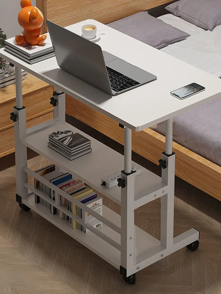 Small Office Desk Adjustable Height Side Mobile Stand Up Desk with Wheels  Portable Rolling Desks Laptop Computer Bedside