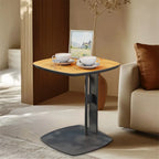 Wisfor Luxury C Table End Table Saddle Leather Top with Metal Leg, Couch Tables C Shaped Side Table for Bedroom Living Room