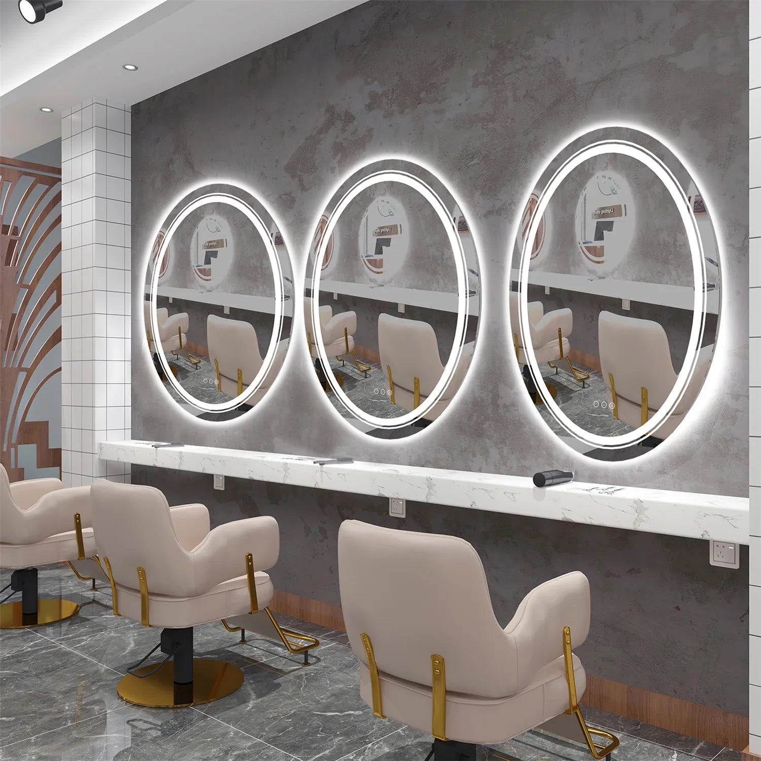 Large Oval LED Bathroom Mirror Lighted Mirror Anti-Fog Vanity Bathroom Backlit Dimmable Wall Mounted 3 Colors Memory with Plug