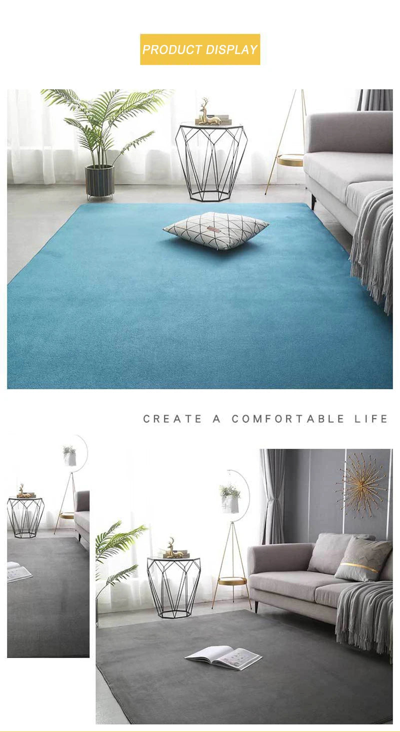 VIKAMA Modern Coral Velvet Carpet Soft Non-Slip Living Room Bedroom Carpet Large Area Children's Play Floor Mat For Home Decor