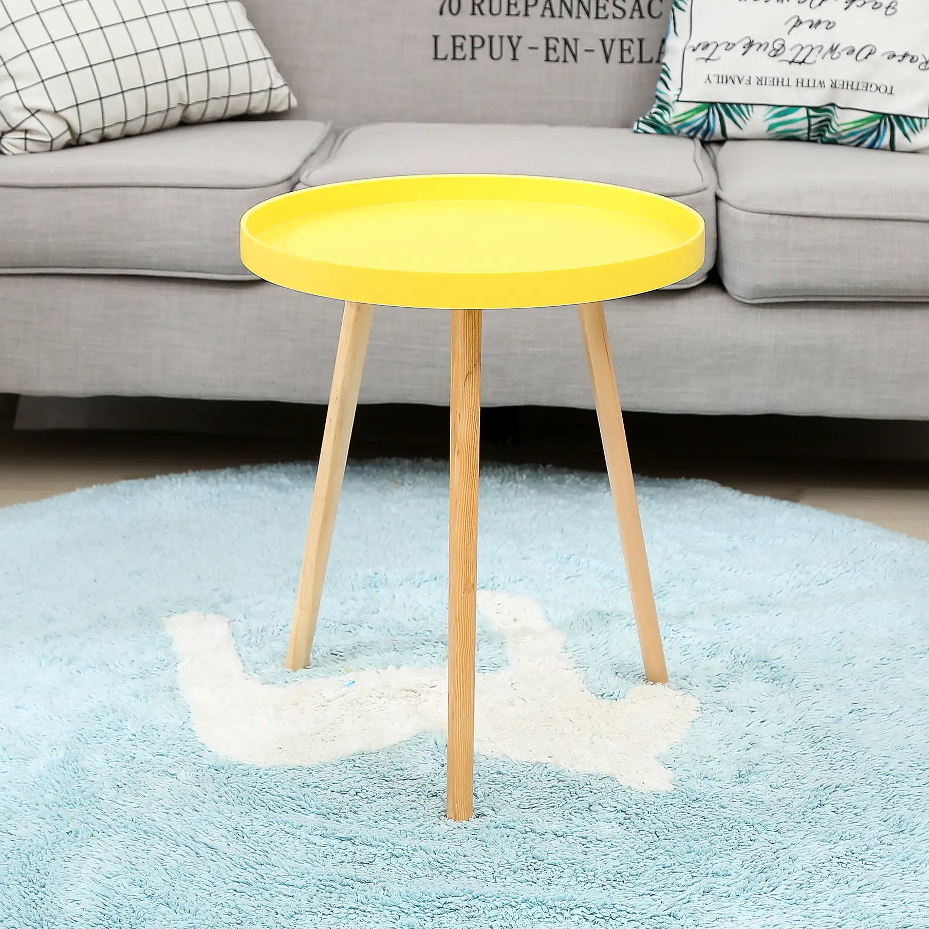 Mumucc Yellow Coffee Table,Bedside Desk,White Nordic Modern Minimalist