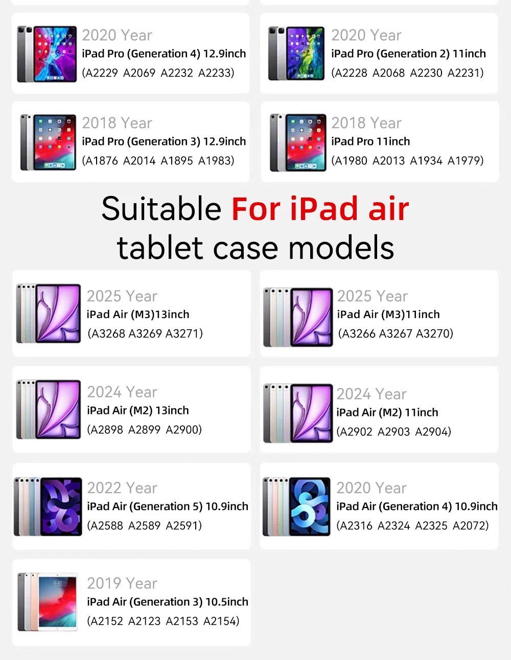 For iPad iPad Air11 13 M4 M3 M2 A16 2025 Air 4/5/6th iPad Pro11 13 12.9 10th Gen 7/8/9th 10.9 10.5 10.2 9.7 Y Fold Magnetic Case