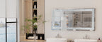 48" x 24" Crush Diamond Wall Mirror Large Decorative Glam Silver Vanity with Beveled Glass Sparkly Crystal Frame Edge
