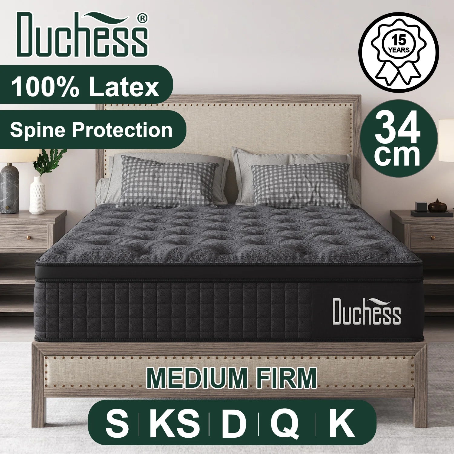 Duchess Mattress Spring Latex Gel Memory Foam Bed Queen Double King Single 35cm