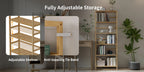 6 Tiers Bamboo Bookshelf Flower Rack with Adjustable DIY Shelves Free Standing Natural Wood Color Display Shelf for Living Room