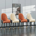 Faux Leather Dining Chair Set of 2, Mid-Century Upholstered Bar Chair with Solid Wood Legs for Pub Coffee Home, Kitchen Room