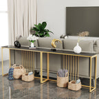 47.2" Extra Long Console Table Sintered Top Gold Metal Leg Sofa Table for Hallway Entryway