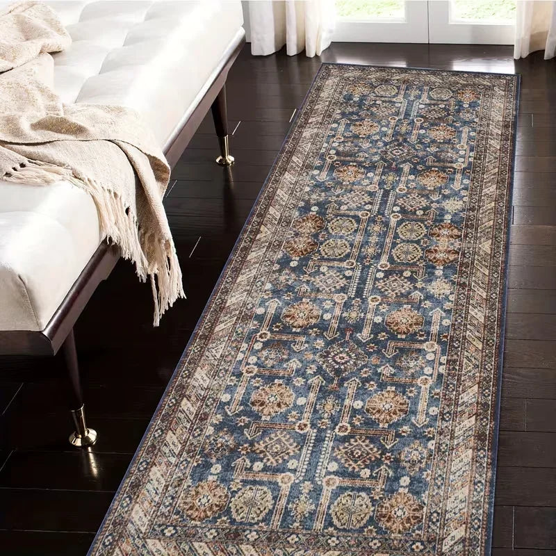 VIKAMA Vintage Ethnic Rug - Non-Slip & Durable Bedroom Entrance & Bedside Mat Hallway & Corridor Rug Home Decor