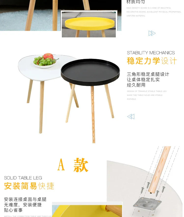 Mumucc Yellow Coffee Table,Bedside Desk,White Nordic Modern Minimalist