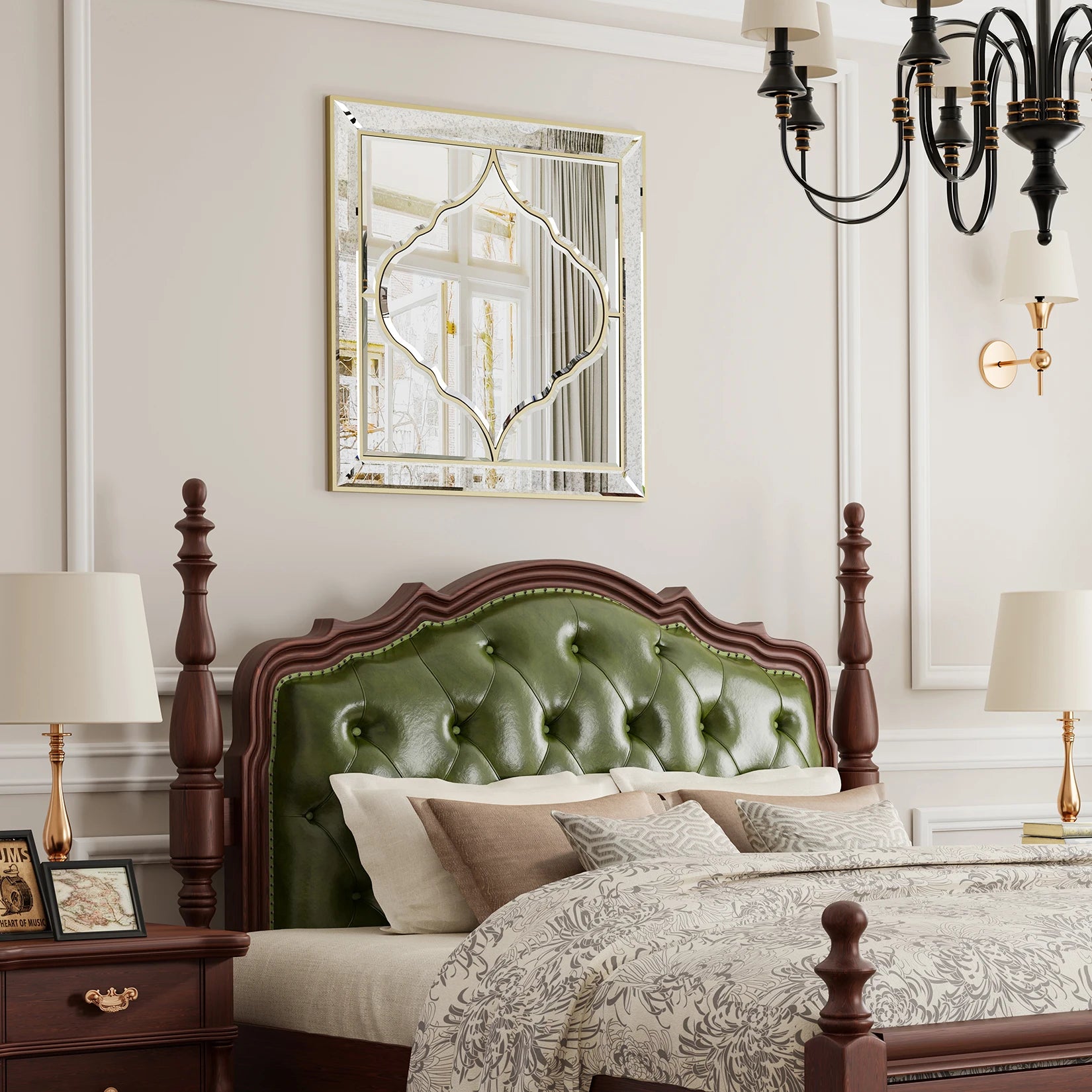 60*60cm Square Living Room Decor Mirror, HD Glass Wall Mounted Mirror with Golden Rim Edge for entryway,Bedroom, Home Wall Decor