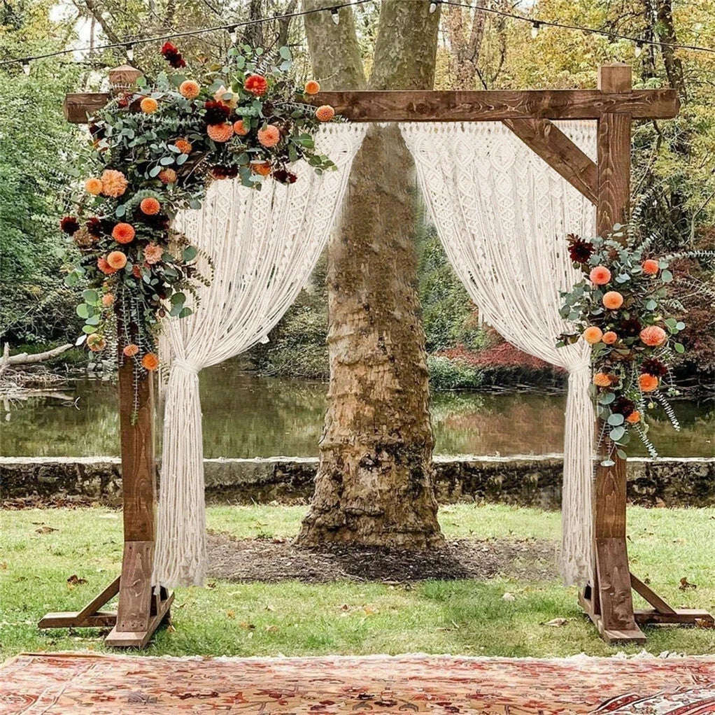 Macrame Curtain Wall Hanging Handmade Boho Curtains for Wedding Backdrop Arch Closet Room Divider Boho Wall Decor