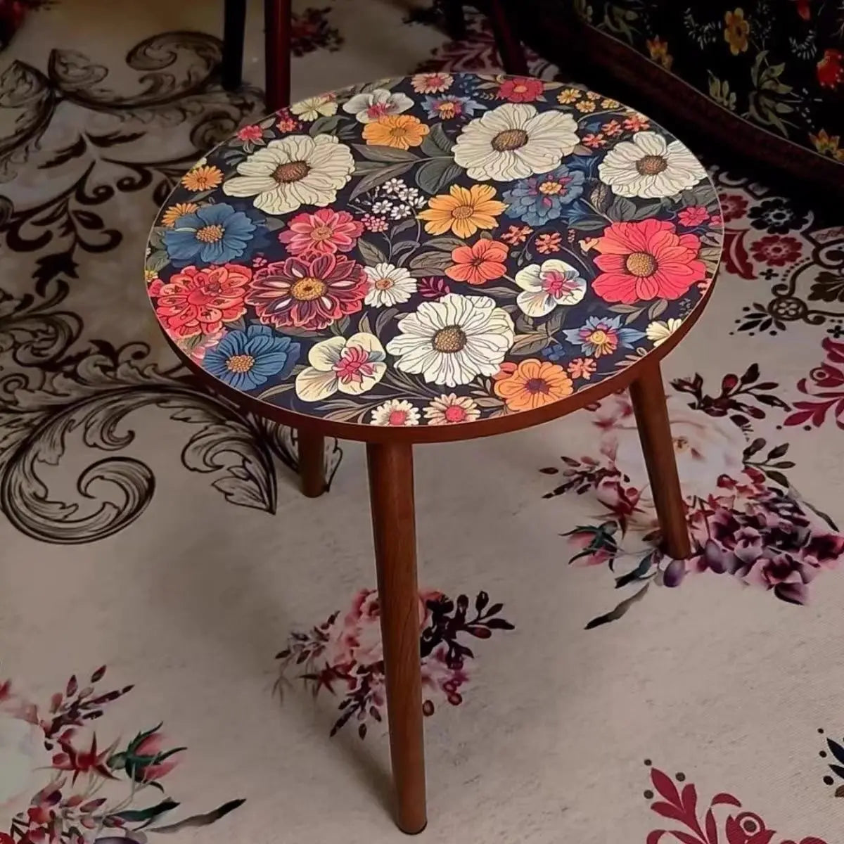 Mandala Coffee Table Removable Mini Desk Wooden Coffee Side Table Living Room Furniture Sofa Bedside Round Table Bedroom Home