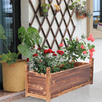 Sturdy Wooden Rectangular Planter Box Raised Garden Yard Patio Flower Vegetable Planter Bed Indoors Outdoors/Indoors