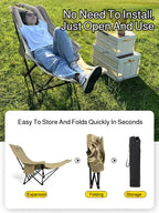 Outdoor Portable Camping Recliner Foldable Nap Beach Chair with Leg Support