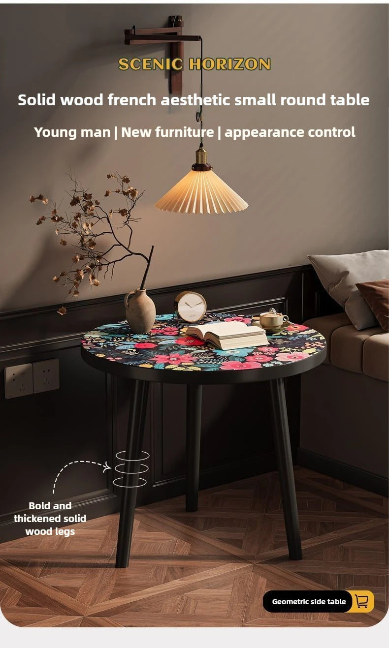 Mandala Coffee Table Removable Mini Desk Wooden Coffee Side Table Living Room Furniture Sofa Bedside Round Table Bedroom Home