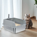 Bingopaw Stainless Steel Litter Box with Lid, High Sides Metal Litter Box System for for Big Cats, Anti-Leakage, Easy Cleaning