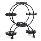 unho 6 Potted Metal Plant Stand Garden Cart Wrought Iron Flower Pots Rack Holder Display Shelf with Wheels for Patio Porch