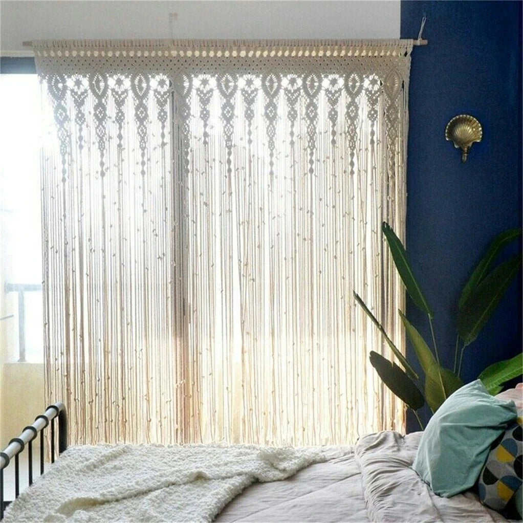 Macrame Curtain Wall Hanging Handmade Boho Curtains for Wedding Backdrop Arch Closet Room Divider Boho Wall Decor