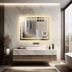 Wisfor LED Lighted Smart Bathroom Mirror 3X Lighted Magnifier Wall Mounted White Light Front Backlit Dimmable Anti-Fog