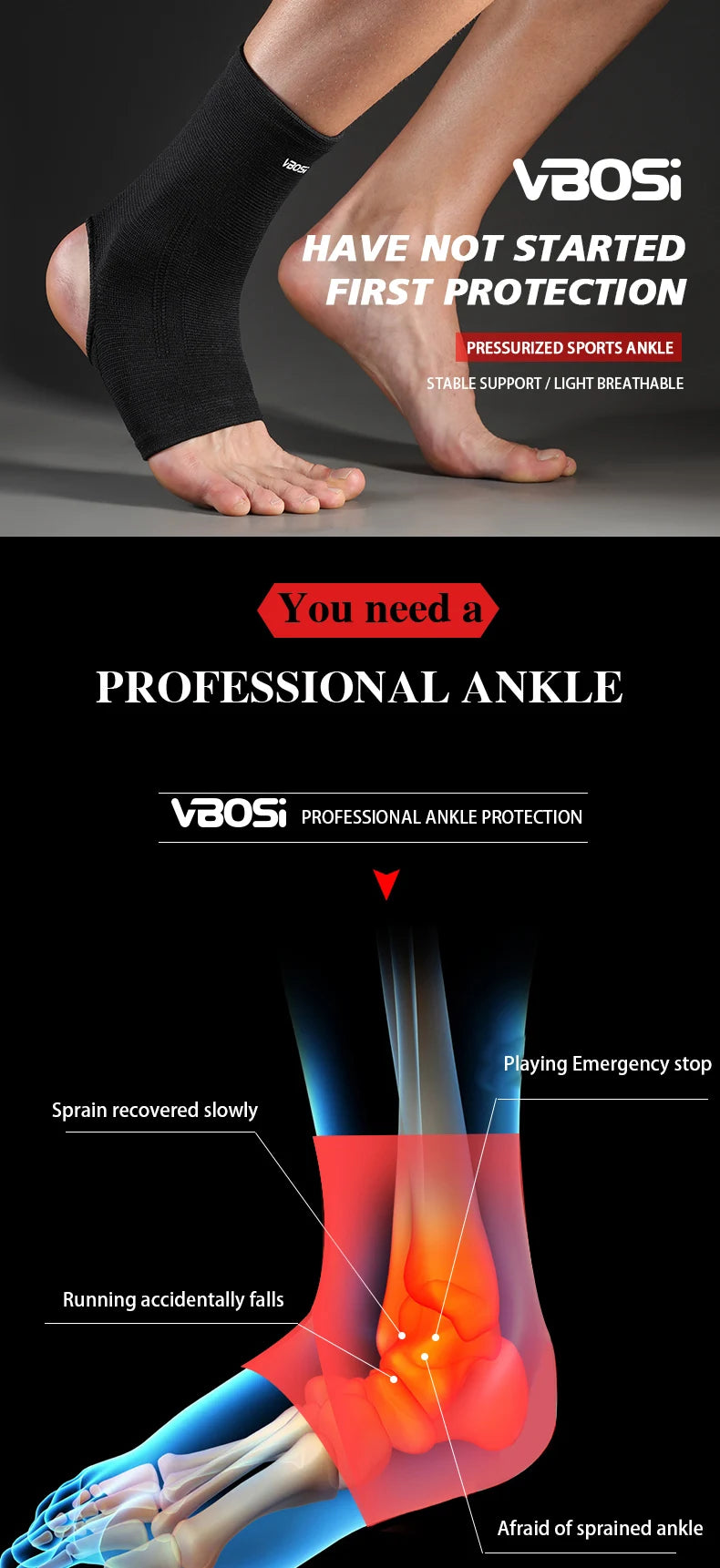 1 Pc Elastic Breathable Ankle Support Brace Running, Sports, Daily Wear