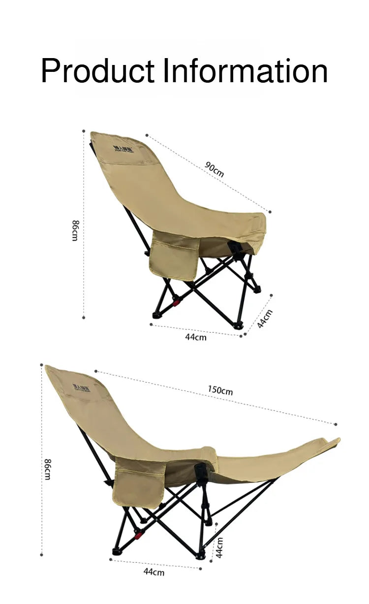 Outdoor Portable Camping Recliner Foldable Nap Beach Chair with Leg Support