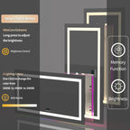 Wisfor Rectangular RGB Bathroom Mirror With Bluetooth Speaker 27x35inch Wall Lighted Bathroom Mirror With Smart Display, 3 Color