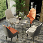 Faux Leather Dining Chair Set of 2, Mid-Century Upholstered Bar Chair with Solid Wood Legs for Pub Coffee Home, Kitchen Room