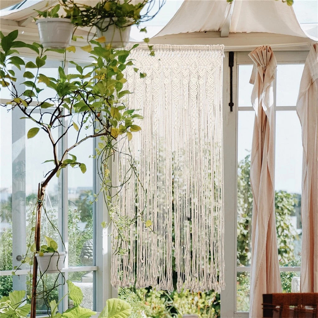 Macrame Curtain Wall Hanging Handmade Boho Curtains for Wedding Backdrop Arch Closet Room Divider Boho Wall Decor