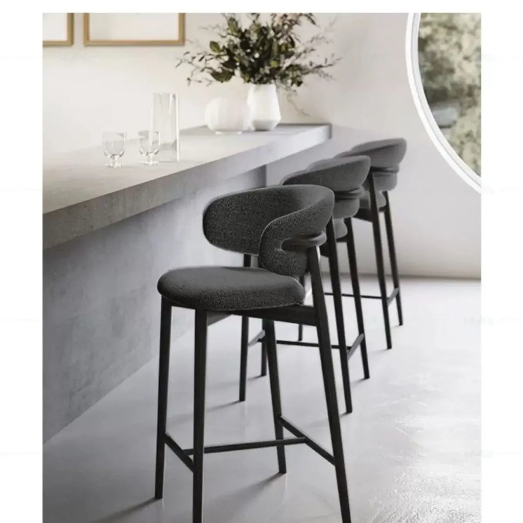 Modern Solid Wood Chairs Light Luxury Nordic Island Table Bar High Foot Designer Simple Home Comfortable Back Leisure Bar Chairs