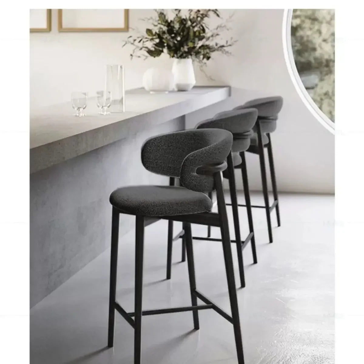 Modern Solid Wood Chairs Light Luxury Nordic Island Table Bar High Foot Designer Simple Home Comfortable Back Leisure Bar Chairs