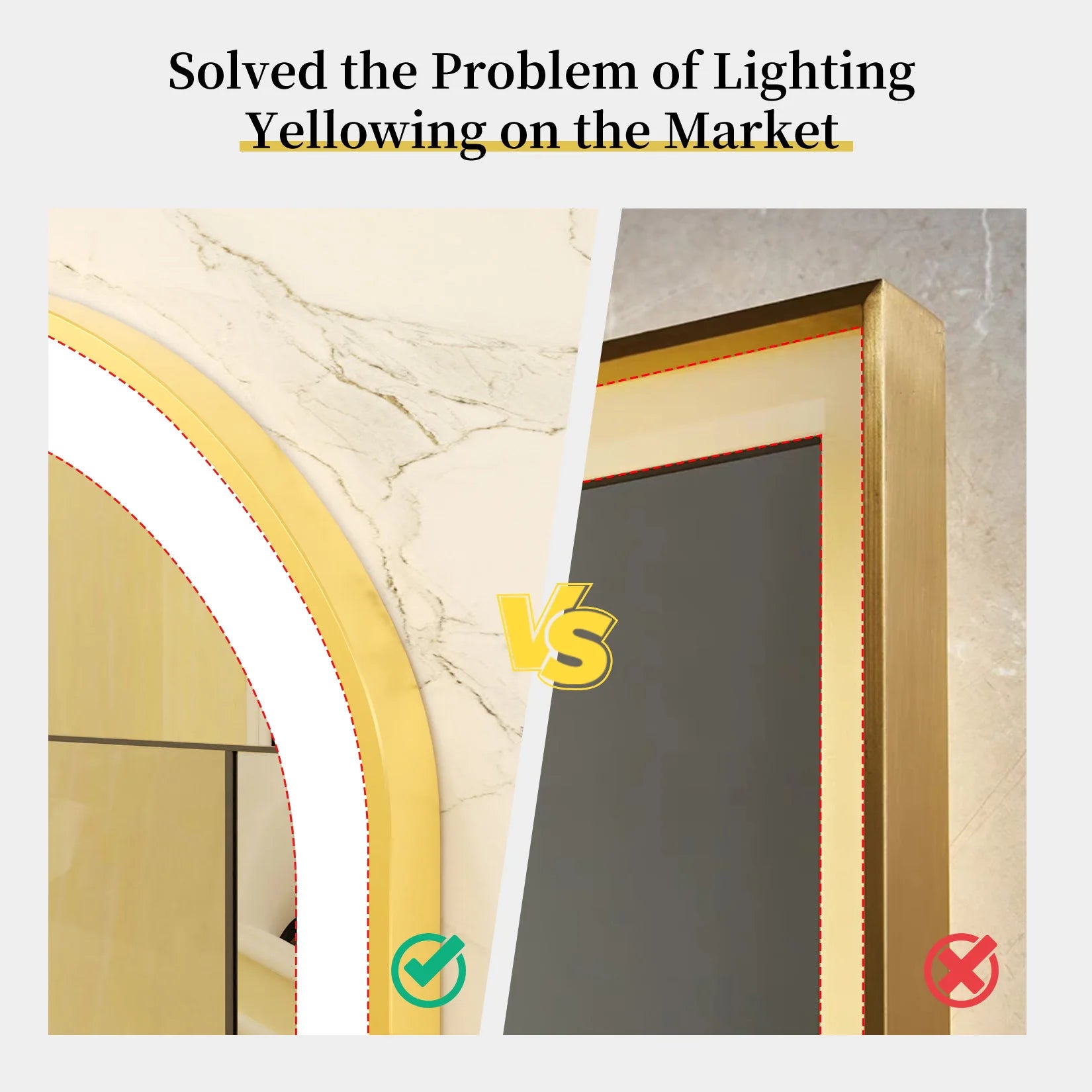 Large LED Oval Bathroom Mirror with Stepless Dimmable Lighted Vanity Mirror for Wall Mounted Vanity with Frame Anti-Fog Memory