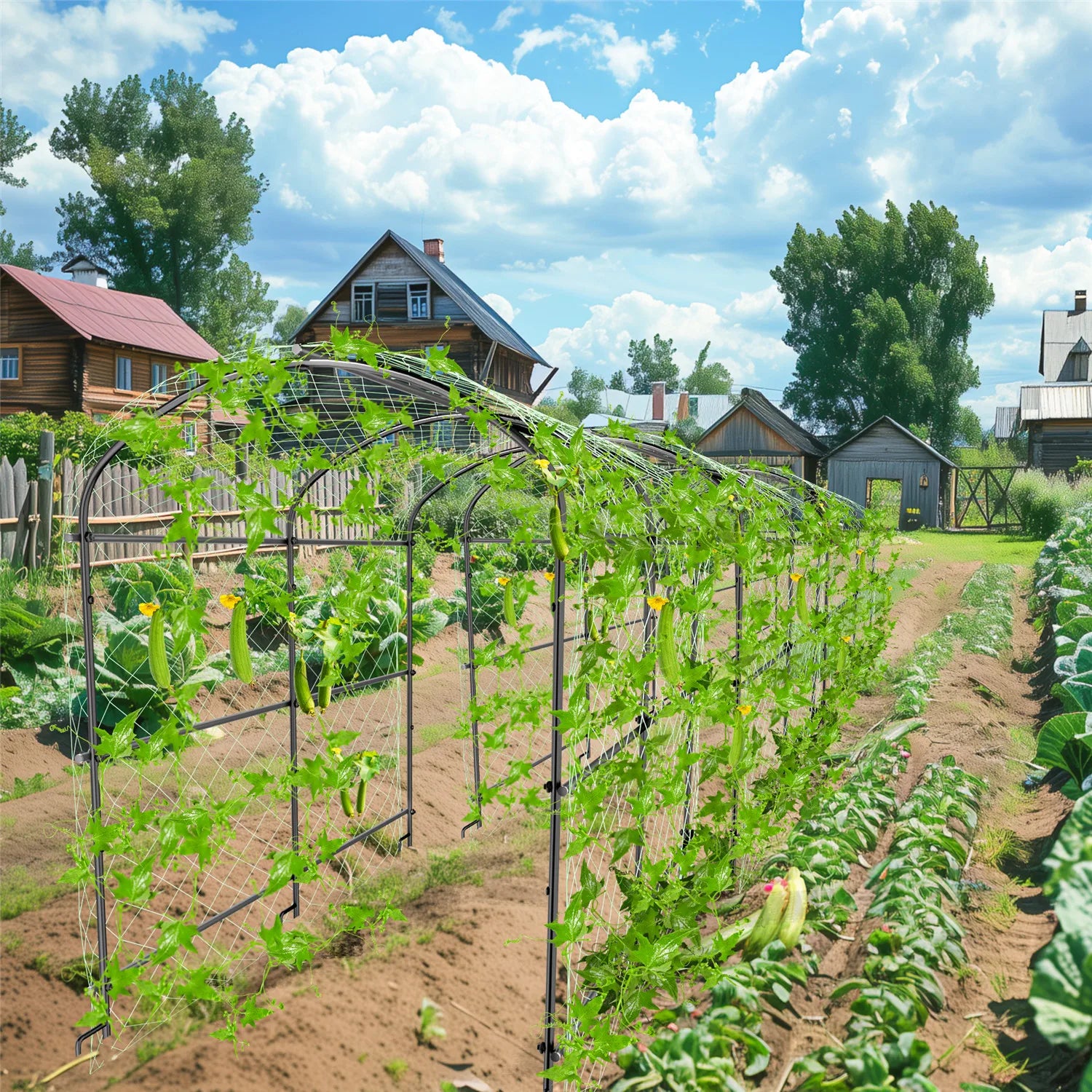 Cucumber Trellis for Garden Vegetable Trellis,U-Shaped Metal Garden Trellis Arch Plant Grow Support Frame for Climbing